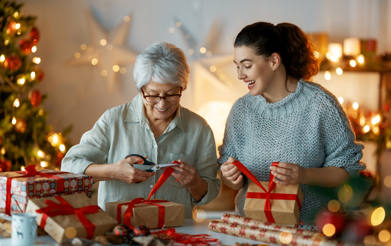 Mother and daughter at Christmas